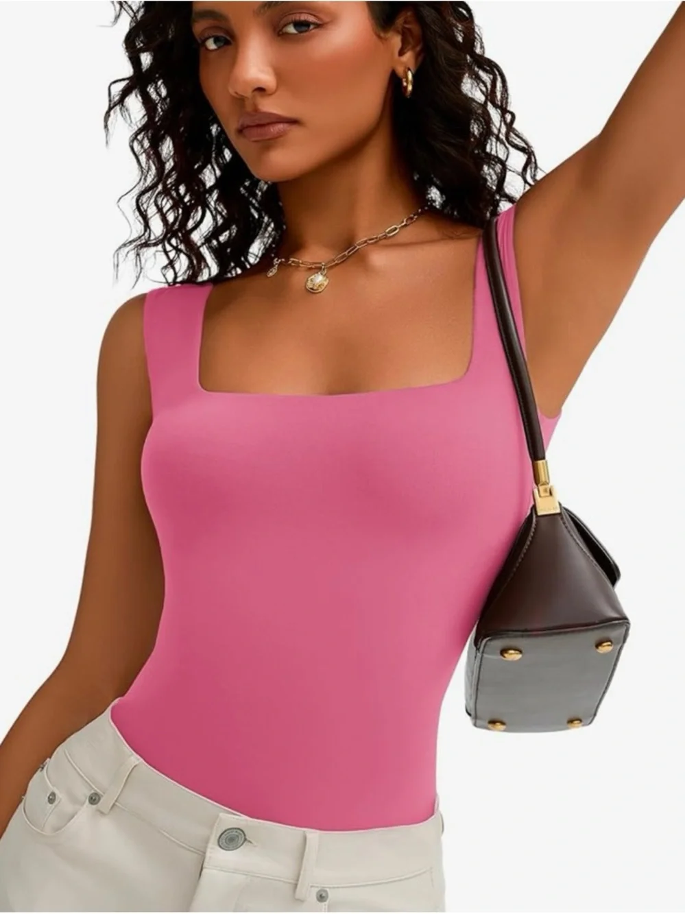 NWT Pink Square Neck Bodysuit XS | Double Lined | Snatched Fit 💕 - Picture 2 of 6